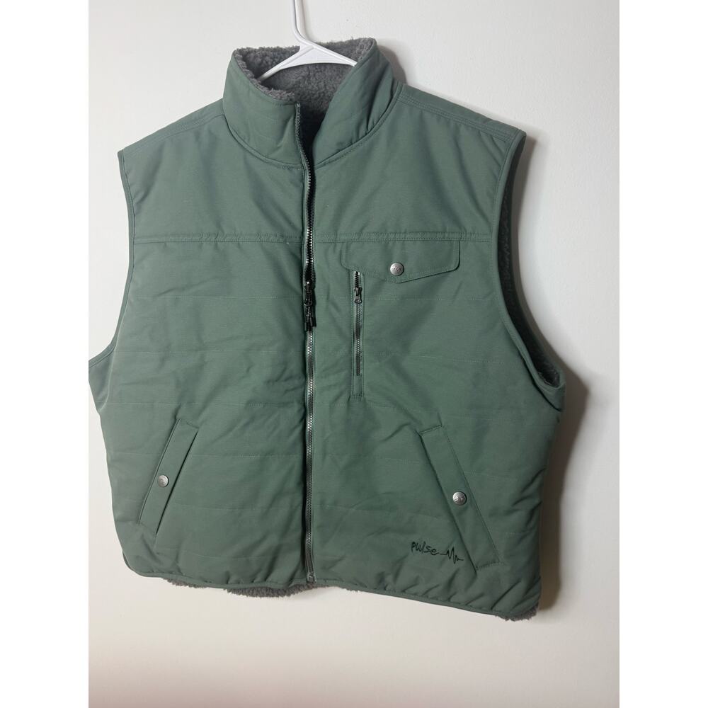 PULSE Mens Vest Green Sherpa Fur Lined Outdoor Weather Gear Sz: 2XL